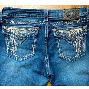 Miss Me Easy Boot Cut Distressed Jeans,Embellished